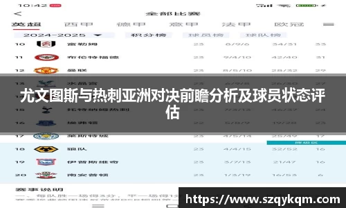 尤文图斯与热刺亚洲对决前瞻分析及球员状态评估